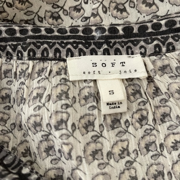 Soft Joie Print V Neck Tassel Blouse - Picture 3 of 5